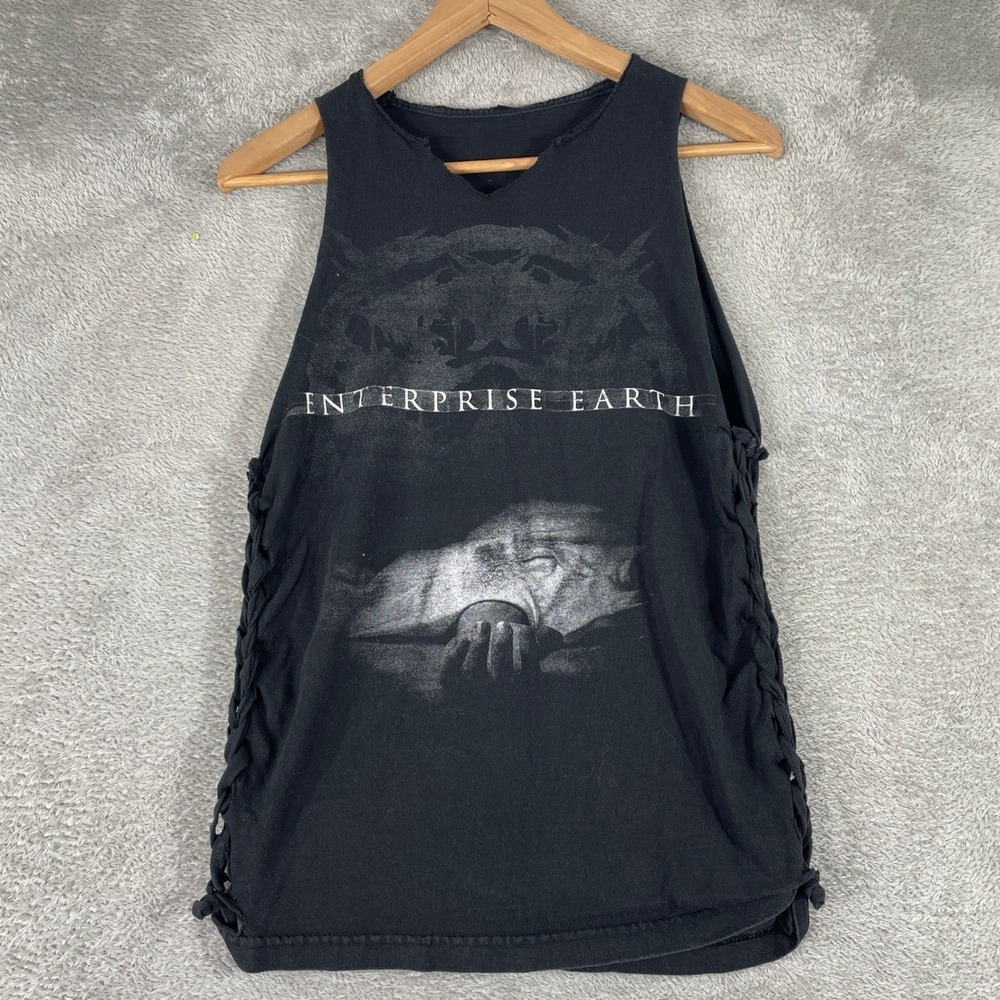 Enterprise Earth Tank Top Womens Medium Black Deathcore Band Body Bag Graphic